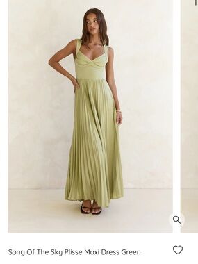 Fortunate One Green Pleated Maxi Dress